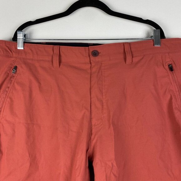 Eddie Bauer Cargo Zip Pocket Shorts Mens 42 Orange Nylon 8" Inseam - Picture 2 of 9